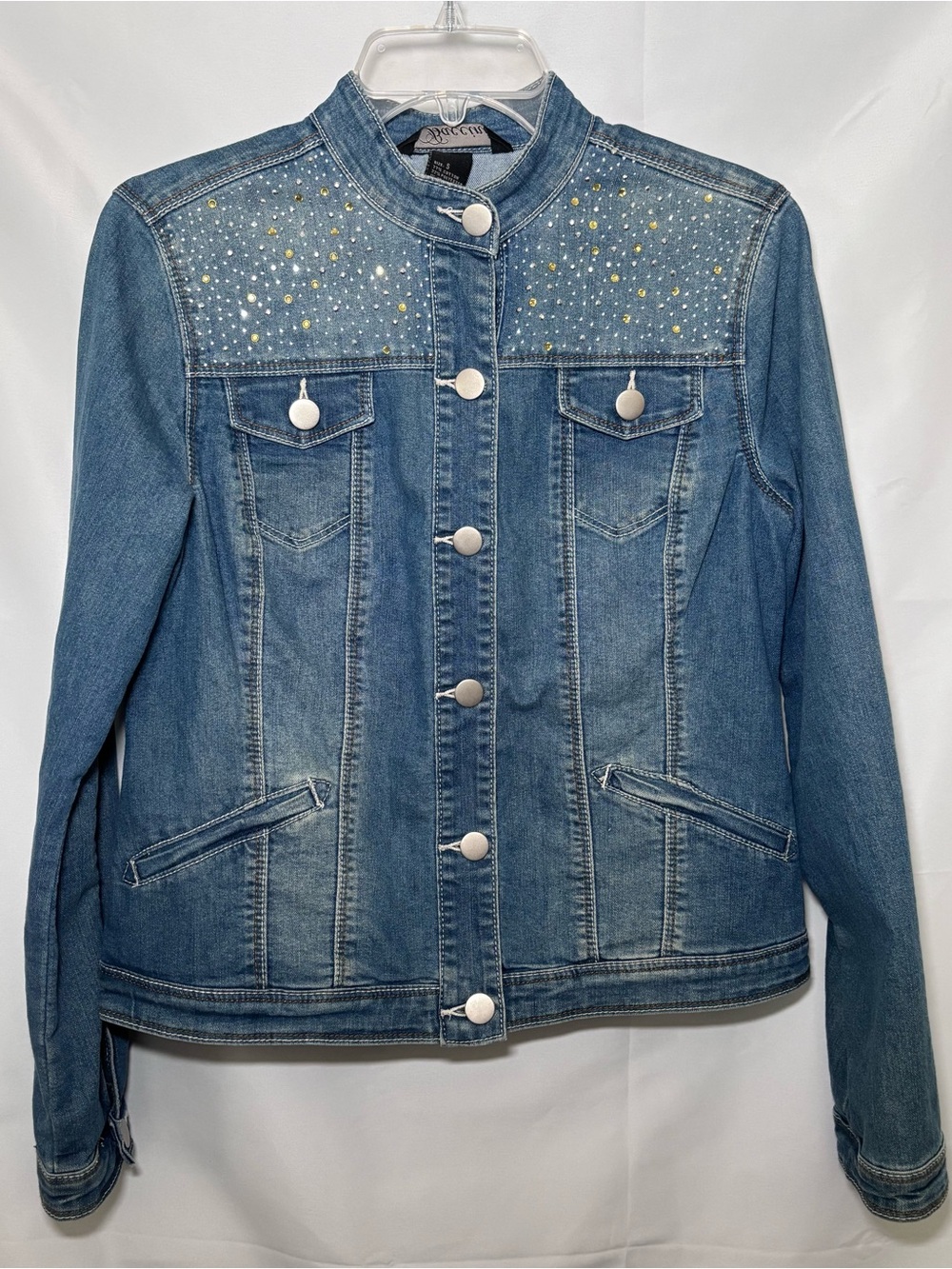 Y2K Baccini Denim Jacket with Rhinestone Embellishments Sz Small